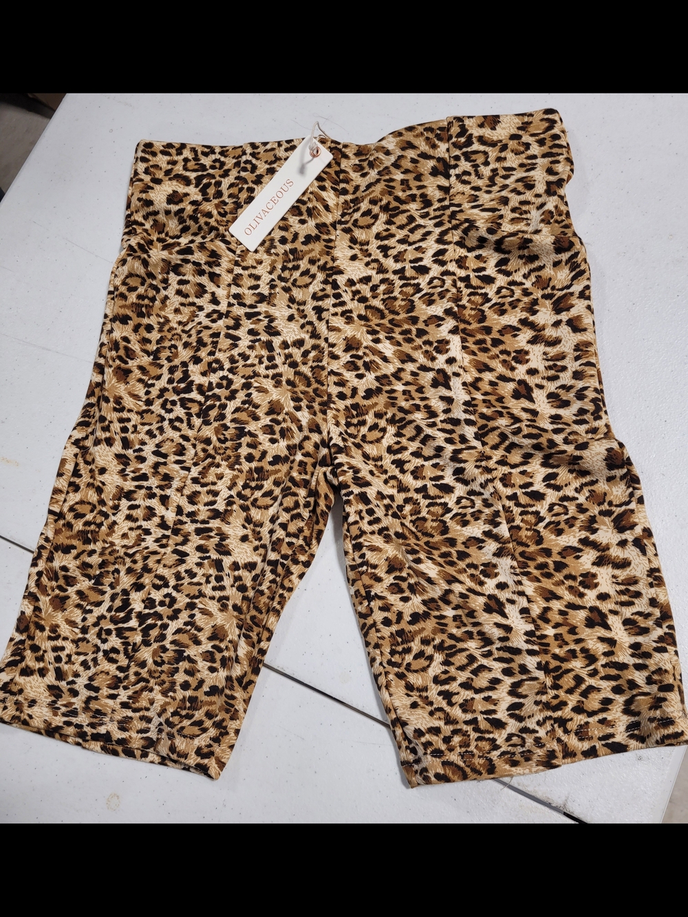 Olivaceous Leopard Print Bike Shorts - Tan & Black - Picture 1 of 3
